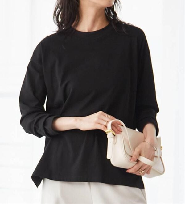 RANAN（ラナン）の「【選べる袖丈】＜BC＞綿100％プチハイネックＴシャツ（カットソー）」｜詳細画像