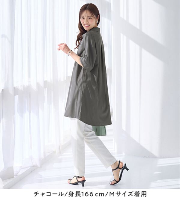 alotta（アロッタ）の「【接触冷感】さらっと快適シャツチュニックワンピース（チュニックワンピース）」｜詳細画像