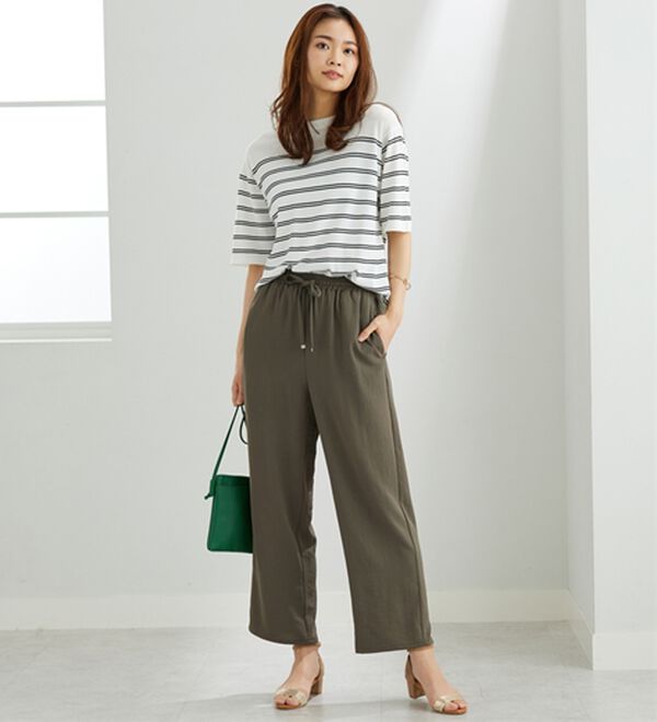 BELLUNA（ベルーナ）の「【快適Ｌａｂ．】お手入れ楽々ビンテージ調素材ワイドパンツ（ワイドパンツ・ガウチョ）」｜詳細画像