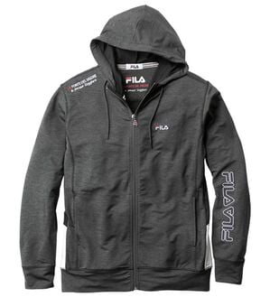 「＜フィラ＞杢調ストレッチパーカー・ジョガーパンツ（メンズパーカー）」｜杢チャコール[パーカー]