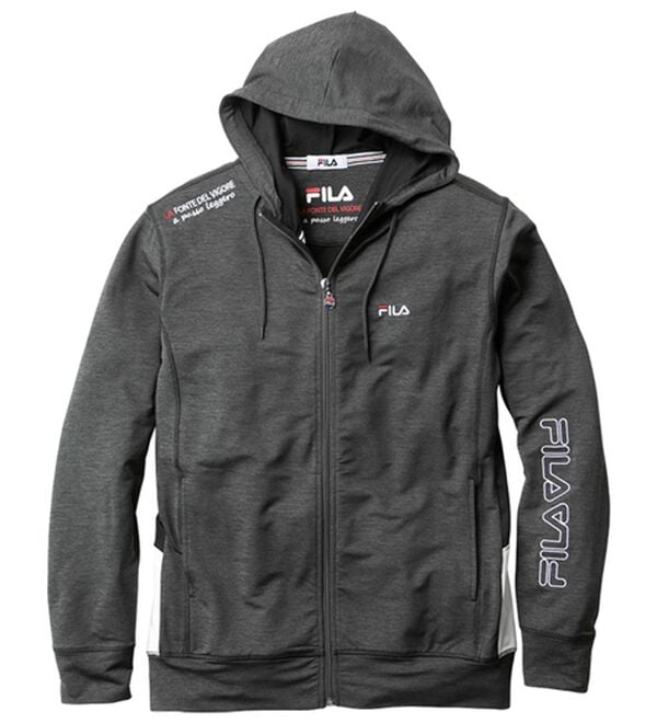「＜フィラ＞杢調ストレッチパーカー・ジョガーパンツ（メンズパーカー）」｜杢チャコール[パーカー]