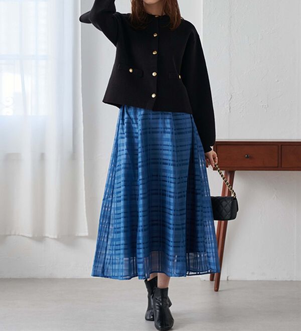 RANAN（ラナン）の「シアーチェックスカート（ロングスカート）」｜詳細画像