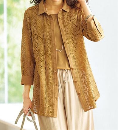 BELLUNA（ベルーナ）の「総レースデザインシャツチュニック（チュニック）」