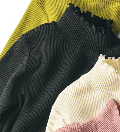 BELLUNA（ベルーナ）の「＜＆ｃｏｃｏｃｈｉ＞ハピネスコットン１００％リブニット　フリル（ニット・セーター）」