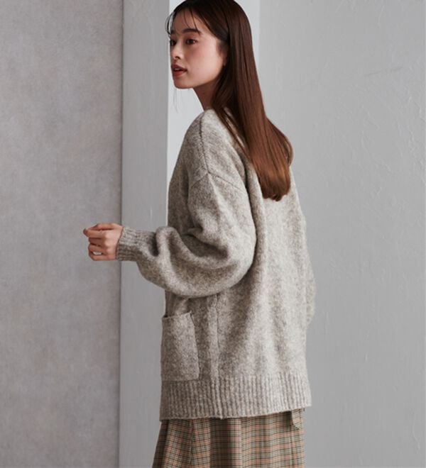 RANAN（ラナン）の「カラーオーバーカーディガン（ニットカーディガン）」｜ベージュ