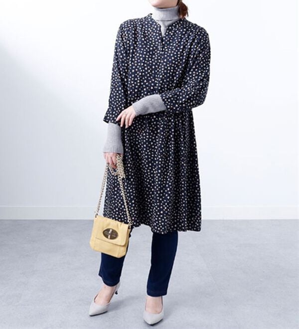 BELLUNA（ベルーナ）の「レーヨンツイル素材ドロスト使いワンピース（その他ワンピース）」｜詳細画像