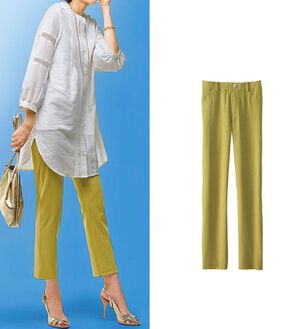 BELLUNA（ベルーナ）の「グーンと伸びる！ヒンヤリレギンスパンツ（フルレングスパンツ）」｜イエロー