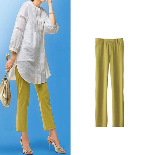 BELLUNA（ベルーナ）の「グーンと伸びる！ヒンヤリレギンスパンツ（フルレングスパンツ）」｜イエロー