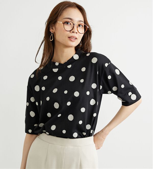 BELLUNA（ベルーナ）の「ランダムドット柄ワイドネックプルオーバー（カットソー）」｜詳細画像