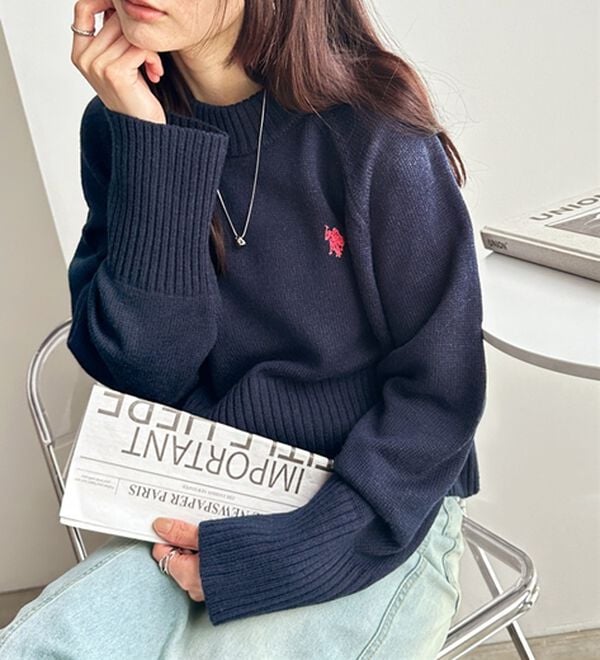 GeeRA（ジーラ）の「【ＵＳ．ＰＯＬＯ　ＡＳＳＮ】ショート丈ニット（ニット・セーター）」｜詳細画像