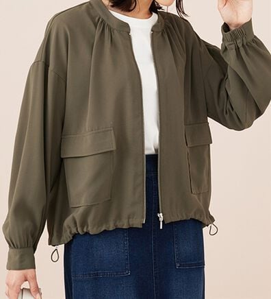BELLUNA（ベルーナ）の「とろみ素材ポケットデザインブルゾン（ブルゾン）」