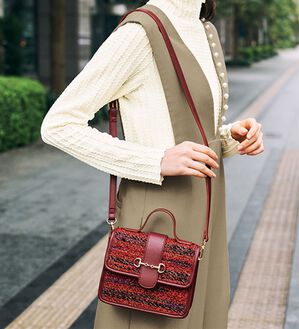 RANAN（ラナン）の「ツイード素材２ＷＡＹバッグ（ハンドバッグ）」｜レッド系