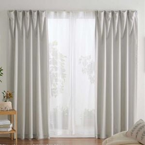 iellio（イエリオ）の「お買得カーテンセット＜３級遮光・４枚組・洗える・無地・既製サイズ＞（ドレープカーテン）」｜ライトグレー