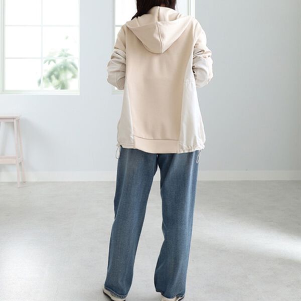 BELLUNA（ベルーナ）の「異素材切替フードジャケット（ノーカラージャケット）」｜詳細画像