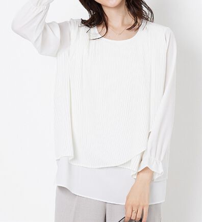 BELLUNA（ベルーナ）の「【Ｌａｇｒｉｌｕａ】プリーツ使いアシメデザインブラウス（ブラウス）」