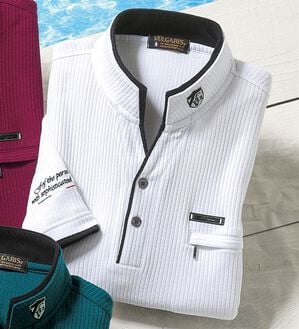 「二重衿７分袖シャツ（メンズカットソー）」｜ホワイト