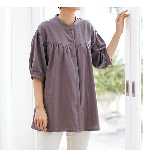 BELLUNA（ベルーナ）の「風が通り抜けるダブルガーゼチュニック（チュニック）」｜詳細画像