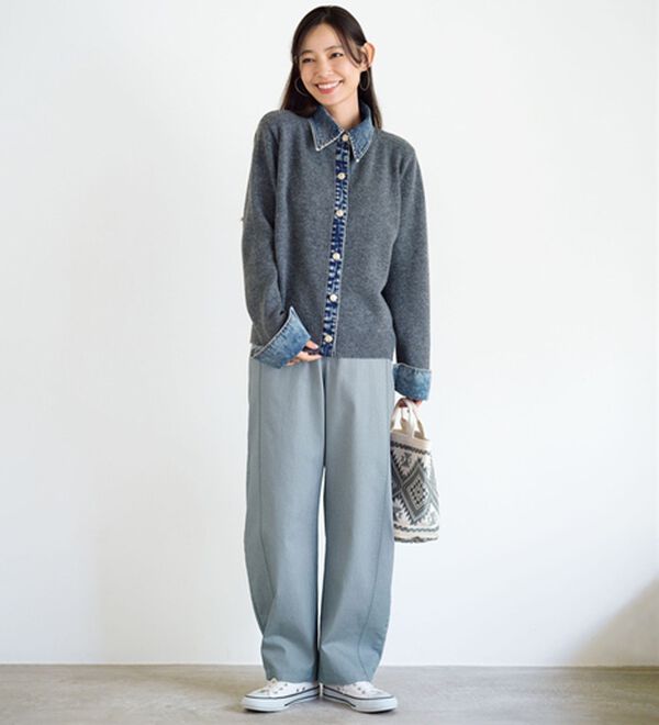 BELLUNA（ベルーナ）の「＜＆ｃｏｃｏｃｈｉ＞短めトップスに合わせる洗い加工ゆったりコクーンパンツ（フルレングスパンツ）」｜詳細画像