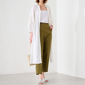 RANAN（ラナン）の「綿１００％袖タックチュニックワンピース（その他ワンピース）」｜オフホワイト