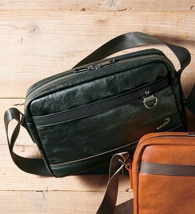 「＜クロコダイル＞大人のビンテージ調ショルダー（メンズショルダーバッグ）」