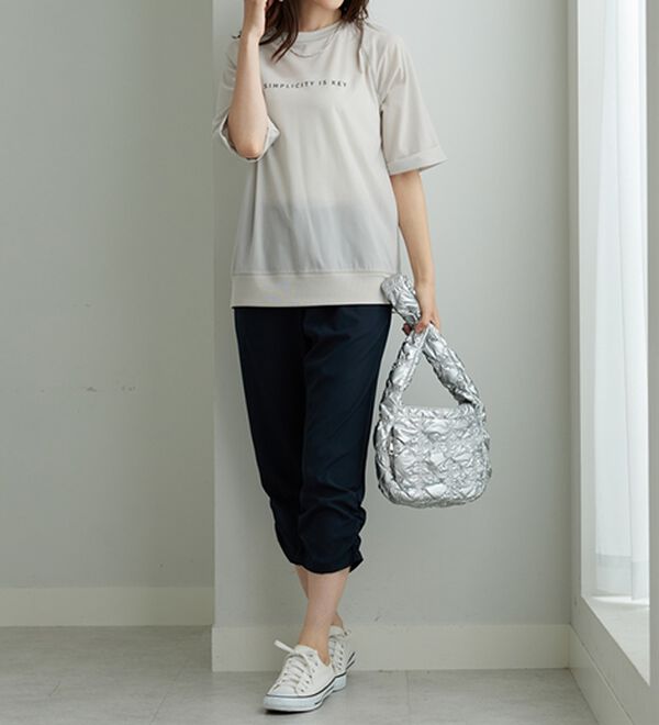 BELLUNA（ベルーナ）の「【接触冷感/UVカット/吸水速乾/軽量】ヒンヤリ＆速乾！裾くしゅクロップドパンツ（クロップドパンツ）」｜詳細画像