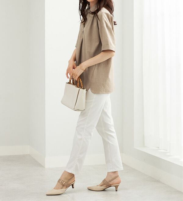 BELLUNA（ベルーナ）の「麻調素材スキッパーブラウス（ブラウス）」｜詳細画像