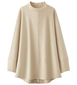 BELLUNA（ベルーナ）の「吸湿発熱ポンチ素材袖デザインプルオーバー（カットソー）」｜トープ