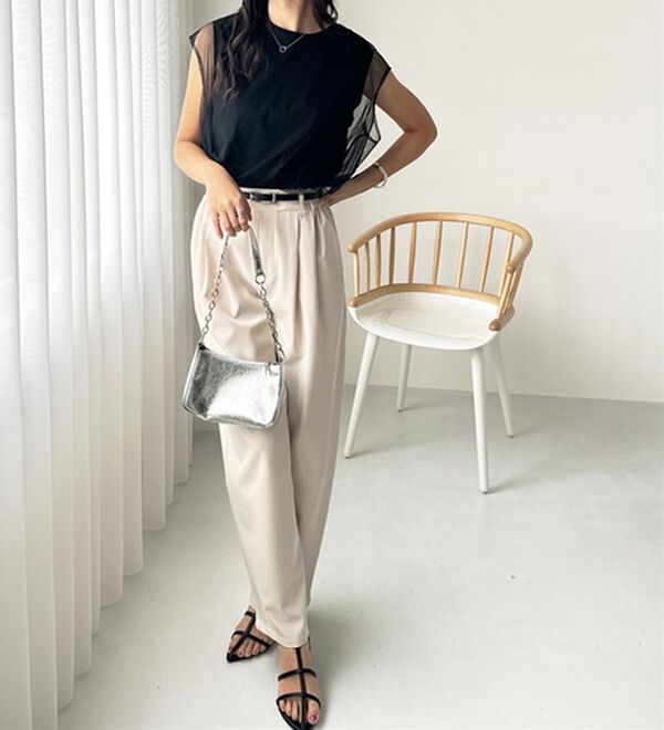 GeeRA（ジーラ）の「チュールカバーフレンチスリーブカットソー（カットソー）」｜詳細画像