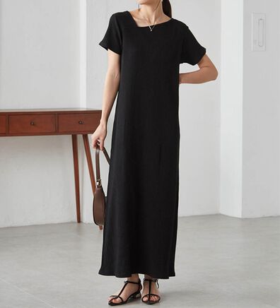 RANAN（ラナン）の「アシメネックハーフスリーブリブワンピース（その他ワンピース）」