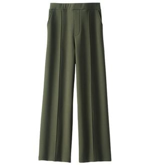 BELLUNA（ベルーナ）の「【快適Ｌａｂ．】裏起毛ジョーゼット素材ワイドパンツ（ワイドパンツ・ガウチョ）」｜カーキ