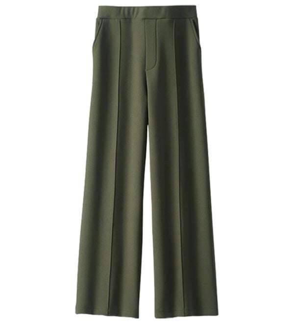 BELLUNA（ベルーナ）の「【快適Ｌａｂ．】裏起毛ジョーゼット素材ワイドパンツ（ワイドパンツ・ガウチョ）」｜カーキ