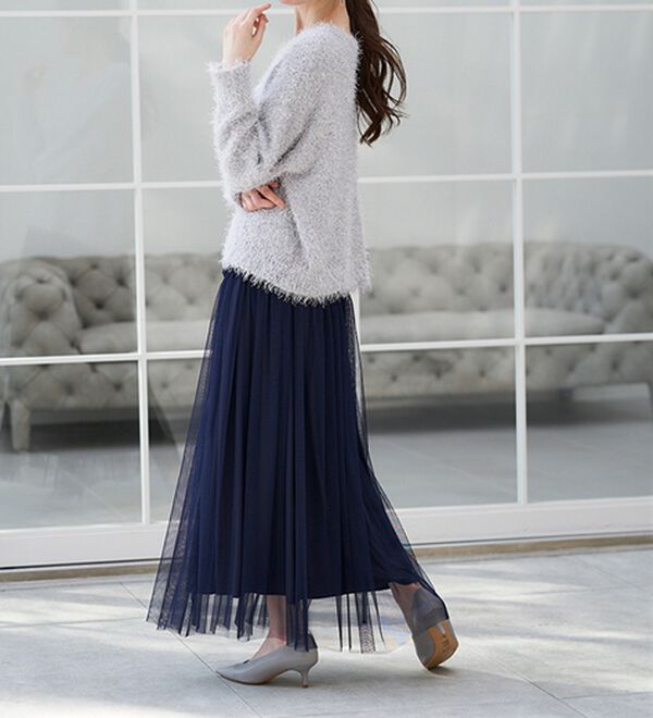 RANAN（ラナン）の「ふわっと可愛いフリルギャザーチュールスカート（ロングスカート）」｜詳細画像