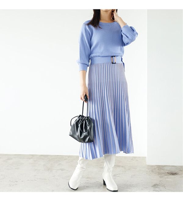 GeeRA（ジーラ）の「前後２ＷＡＹプリーツニットワンピース（ニットワンピース）」｜詳細画像