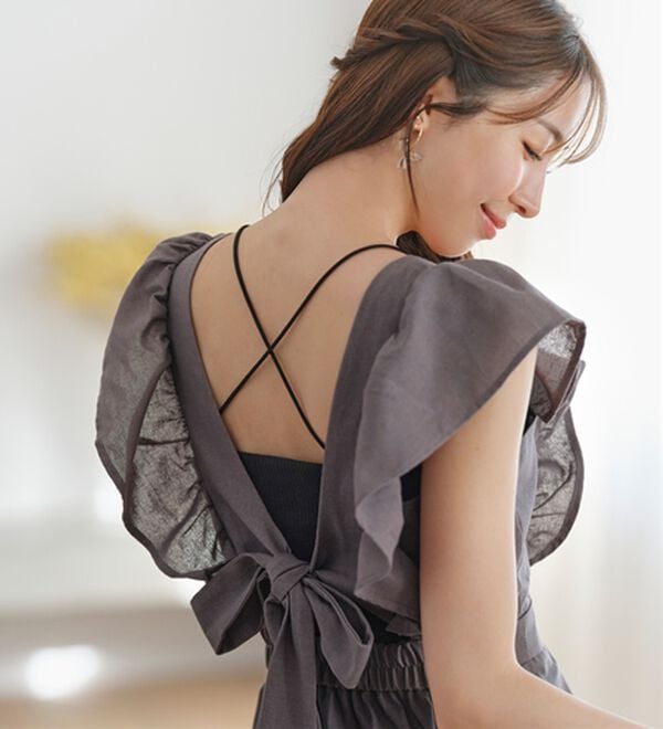 YU'NOW（ユナウ）の「【カップ付インナー】バッククロスブラキャミ（ブラトップ・カップ付きインナー）」｜詳細画像