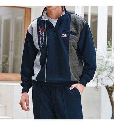 「やわらかキルトの切替リラクシングスーツ（メンズルームウェア）」