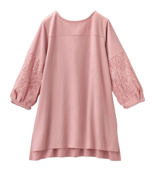 RANAN（ラナン）の「機能付！袖レース切替ロング丈カットソー（チュニック）」｜詳細画像