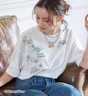 「＜Ｄｉｓｎｅｙ＞綿混素材ゆるっとＴシャツ（カットソー）」｜オフホワイト(トイストーリー)