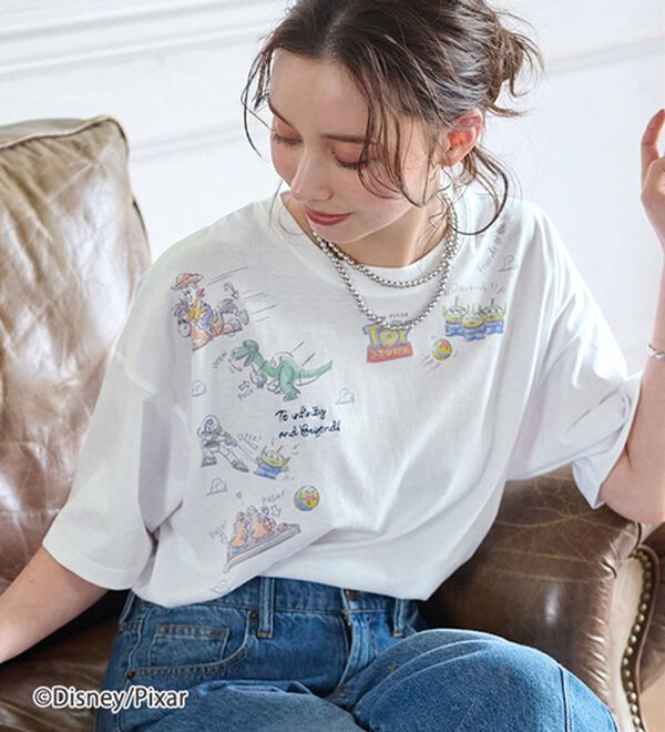 「＜Ｄｉｓｎｅｙ＞綿混素材ゆるっとＴシャツ（カットソー）」｜オフホワイト(トイストーリー)