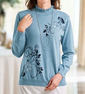 BELLUNA（ベルーナ）の「モチーフデザインセーター（ニット・セーター）」｜ブルー
