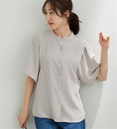 BELLUNA（ベルーナ）の「【快適Ｌａｂ．】お手入れ楽々ビンテージ調素材ブラウス（ブラウス）」