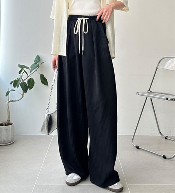 GeeRA（ジーラ）の「さらっと着やすい！ストライプワイドパンツ（フルレングスパンツ）」｜詳細画像