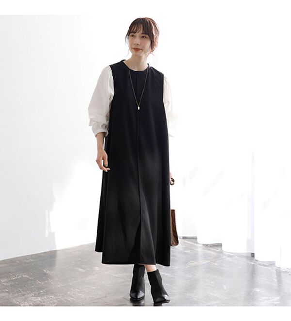 GeeRA（ジーラ）の「袖異素材カットソーワンピース（カットソーワンピース）」｜詳細画像