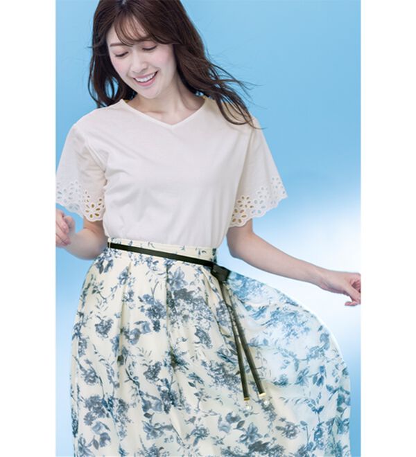 シンゾーン　花柄タイトスカート ウエストリボン付き ウエストリボン付花柄フレアースカート - ベルーナ【公式】