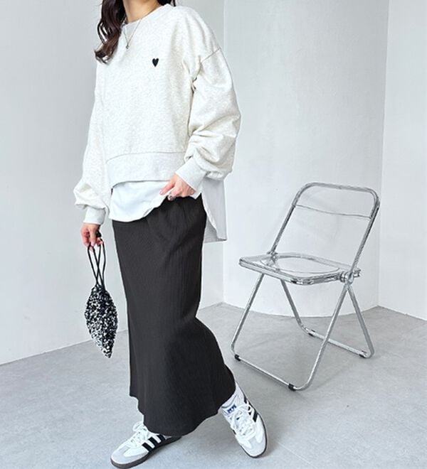 GeeRA（ジーラ）の「【着回し力◎】楽ちんすっきり見え！リブロングスカート（ロングスカート）」｜詳細画像