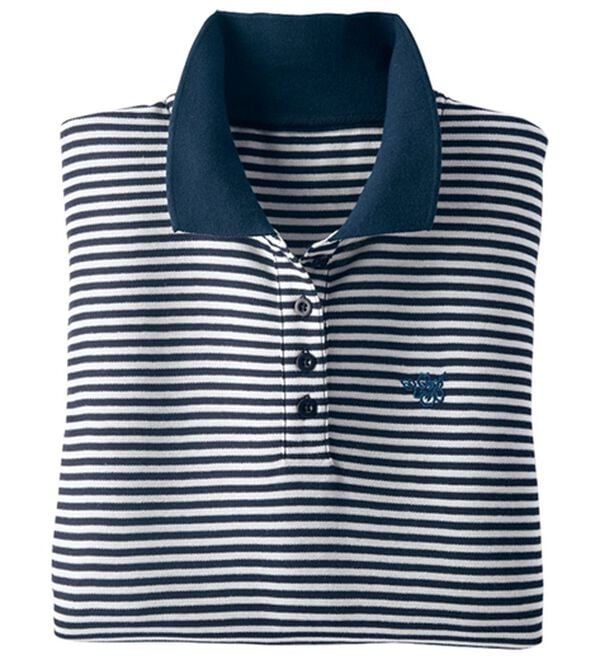 BELLUNA（ベルーナ）の「機能満載！綿混素材かのこポロシャツ（ポロシャツ）」｜ネイビー&times;白