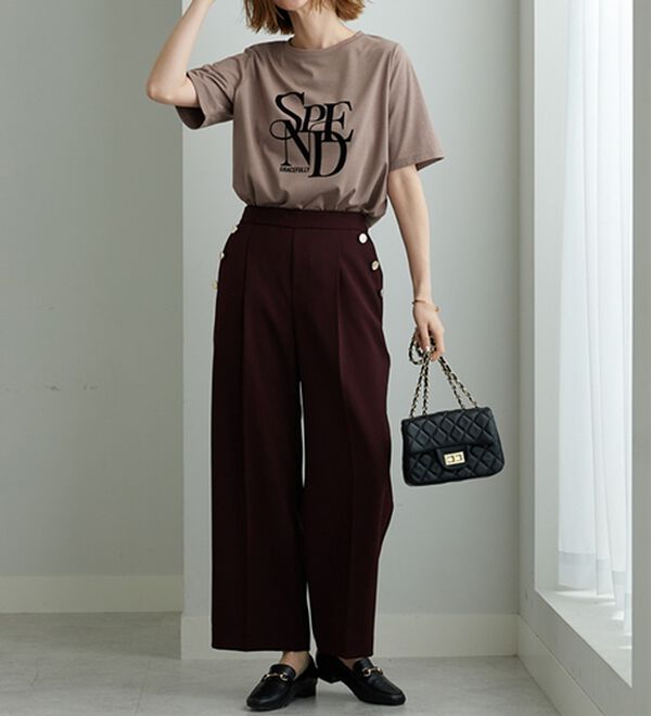 BELLUNA（ベルーナ）の「メランジストレッチ素材ワイドパンツ（ワイドパンツ・ガウチョ）」｜詳細画像