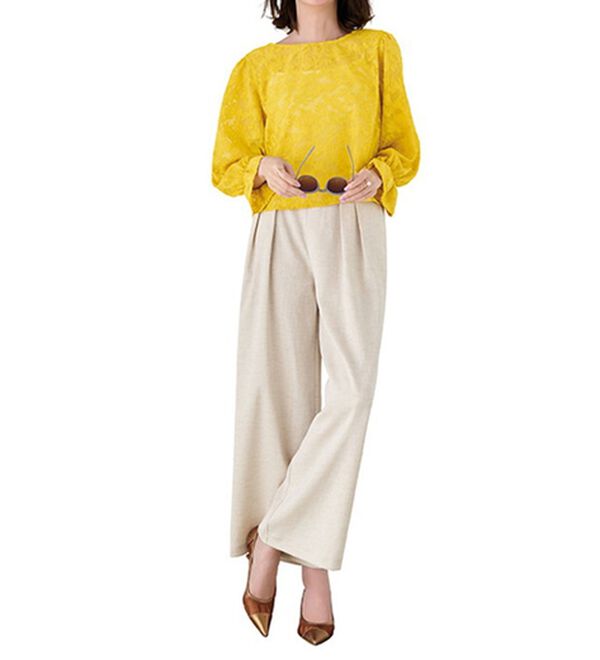 RANAN（ラナン）の「洗える！ひんやり！麻調素材タックワイドパンツ（フルレングスパンツ）」｜詳細画像