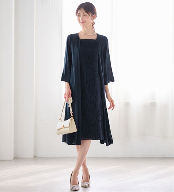alotta（アロッタ）の「華やかレース使いアンサンブル風ワンピース（ワンピースセットスーツ）」｜詳細画像