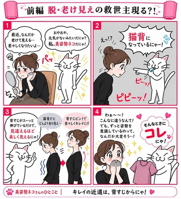 LAVIENNE（ラヴィエンヌ）の「【美姿勢習慣】スーッと猫背をケアするインナー（5分袖・フレンチ袖）（肌着・インナーウェア）」｜詳細画像