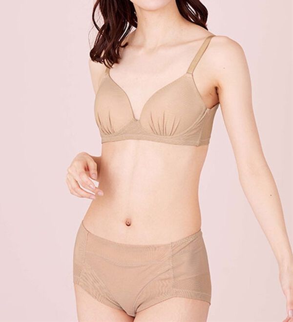 LAVIENNE（ラヴィエンヌ）の「【吸汗速乾】サラっとメッシュノンワイヤーブラ・ショーツ（別売）（ブラジャー）」｜ベージュ